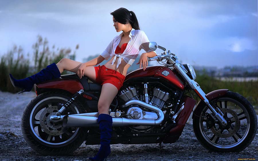 Beautiful girls and motorcycles in Padang